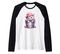 Cat Mom Valentines Graphic For Girls and Grandma Cute Kitten Camiseta Manga Raglan