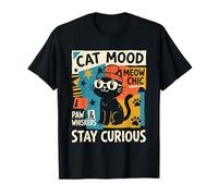 Cat Mood Meow Chic Stay Curious Paws & Whiskers, Gato Retro Camiseta