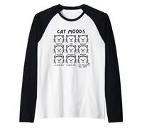 Cat Moods Funny Cat Emotion Chart Camiseta Manga Raglan