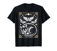 Cat Moon Phases Constellation Mystic Witchcore Tarot Card Camiseta