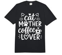 Cat Mother Coffee Lover Funny Mom Caffeine Drink Love Quote Comfort Colors Adult Heavyweight T-Shirt