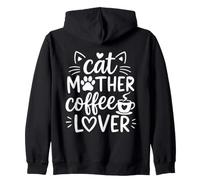 Cat Mother Coffee Lover Funny Mom Caffeine Drink Love Quote Sudadera con Capucha