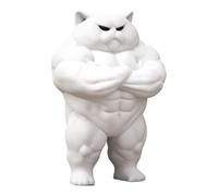 Cat Muscle Figurines, Funny Small Muscle Cat Statue, Cute and Humorous Home Decor Accent, Tiny Kitten Desk Sculpture for Living Room Bedroom Bathroom Office Bookshelf Window, 3.94x2.64x2.05 Inch