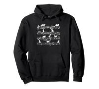 Cat Music Notes Partitura Kitty Músico Amante de Las Mascotas Arte Sudadera con Capucha