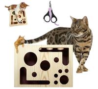 Cat Nail File Box with Bell Ball & Sandpaper Inside, Gift for a Cats That Hates Having Its Nails Trimmed, Cat Scratch Puzzle Enrichment Box, Nail File Stress Free Alternative