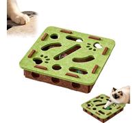 Cat Nail File Enrichment Box-Cat Puzzle Toy with 2 Track Balls, Puzzle Felt Maze Box for Indoor Cats Scratching and Hunting (Green,Square)