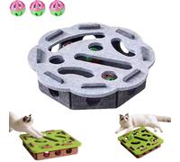 Cat Nail File Enrichment Box, Cat Scratch Puzzle Box, Self Play Fun Exercise Hide Seek Moving Cats Toy for Bored Cats Encourages Hunting Instincts (Gray Circle)