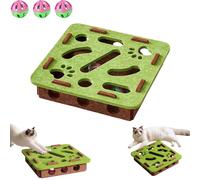 Cat Nail File Enrichment Box, Cat Scratch Puzzle Box, Self Play Fun Exercise Hide Seek Moving Cats Toy for Bored Cats Encourages Hunting Instincts (Green Square)