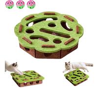 Cat Nail File Enrichment Box, Cat Scratch Puzzle Box, Self Play Fun Exercise Hide Seek Moving Cats Toy for Bored Cats Encourages Hunting Instincts (Green Circle)
