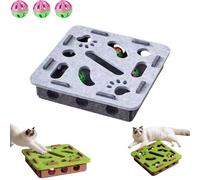 Cat Nail File Enrichment Box, Cat Scratch Puzzle Box, Self Play Fun Exercise Hide Seek Moving Cats Toy for Bored Cats Encourages Hunting Instincts (Gray Square)