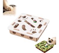 Cat Nail File Enrichment Box, Cat Scratch Puzzle Enrichment Box, Interactive Felt Cats Puzzle Toy with Bell for Indoor Cats Scratching and Hunting Mental Felt Maze Boxes (Beige A)