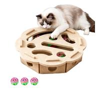 Cat Nail File Enrichment Box for Indoor Cats, Cat Scratch Puzzle Enrichment Box with Rolling Bell Balls, A Playtime Experience That Keeps Your Furry Friend Happy and Engaged (White,Round)