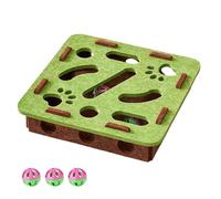 Cat Nail File Enrichment Box for Indoor Cats, Cat Scratch Puzzle Enrichment Box with Rolling Bell Balls, A Playtime Experience That Keeps Your Furry Friend Happy and Engaged (Green,Square)