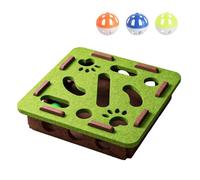 Cat Nail File Enrichment Box, Interactive Cat Scratch Puzzle Toy with Bell, Cat Scratch Puzzle Box for Indoor Cats Claw Care, Hunting (Square Green)