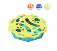 Cat Nail File Enrichment Box, Interactive Cat Scratch Puzzle Toy with Bell, Cat Scratch Puzzle Box for Indoor Cats Claw Care, Hunting (Round Turquoise)