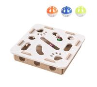 Cat Nail File Enrichment Box, Interactive Cat Scratch Puzzle Toy with Bell, Cat Scratch Puzzle Box for Indoor Cats Claw Care, Hunting (Square White)