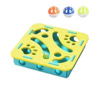 Cat Nail File Enrichment Box, Interactive Cat Scratch Puzzle Toy with Bell, Cat Scratch Puzzle Box for Indoor Cats Claw Care, Hunting (Square Turquoise)