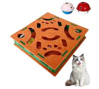 Cat Nail File Enrichment Box, Interactive Claw Grinder with Bell Ball and Felt Scratch Puzzle for Kitten, Small, Medium, and Large Breed Cats, Furniture Protection, Floor Play 15,7 x 15,7 x 3,14