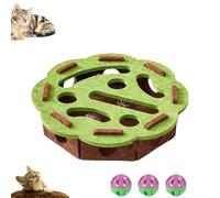 Cat Nail File Enrichment Box, Puzzle Felt Maze Enrichment Box, Cat Interactive Nail File Scratch with 3 Bell Balls, Brain Game Toys Indoor, Stimulate Kittern Energy and Instincts (Green-R)