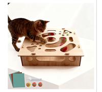 Cat Nail File Enrichment Box Sandpaper Inside, Cat Scratch Puzzle Enrichment Box Nail File, for Indoor Cats Scratching with 1 Bell Balls and 2 Balls