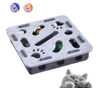 Cat Nail File Enrichment Box with 2 Bell Balls, Funny Felt Cat Puzzle Box, Mental Cats Scratch Puzzles for Scratching Hunting Play (D)