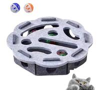 Cat Nail File Enrichment Box with 2 Bell Balls, Funny Felt Cat Puzzle Box, Mental Cats Scratch Puzzles for Scratching Hunting Play (C)