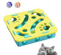 Cat Nail File Enrichment Box with 2 Bells, Cat Nail File Box, Puzzle Maze Toy for Indoor Cats Self Play Fun, Encourages Healthy Scratching (Type-G)