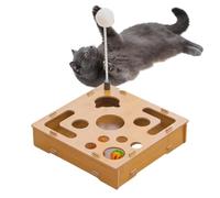 Cat Nail File Enrichment Box | Wooden Enrichment Board, Cat Scratch Puzzle Box with Bell Ball For Dog Pet Kitten Puppy Rabbit House Play Indoor Use,