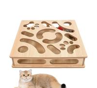 Cat Nail File Enrichment Box | Wooden Interactive Scratcher Toy | Cat Scratch Puzzle With Bell Ball | Interior 11.81x11.81x3.15 InchesUse For Pet Kitten Grooming Indoor Couch Corner Furniture Carpet