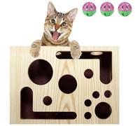 Cat Nail File Scratch Enrichment Box, Wooden Cat Scratch Puzzle Box with Sandpaper, Stress Free Alternative to Clippers for Indoor Cats, Interactive Maze Toy