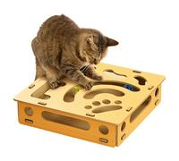Cat Nail File Scratcher - Interactive Toy Enrichment Puzzle Box, 4 Bells Ball Activity Station, Scratch Training Board | Pet Play Center for Kitten Puppy Rabbit Indoor Exercise Entertainment Home Use