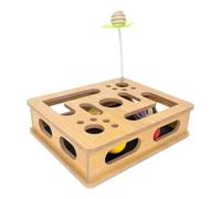 Cat Nail File Scratcher - Interactive Wooden Indoor Grinding Toy | Built-in Sandpaper Cat Scratch Puzzle Box | for Dog Pet Kitten Puppy House Play Indoor
