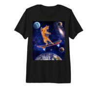 Cat On A Skateboard Cosmic In Space Skateboarding Cat Lover Camiseta Premium