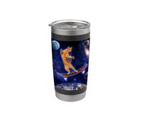 Cat On A Skateboard Cosmic In Space Skateboarding Cat Lover Vaso térmico de acero inoxidable de doble pared