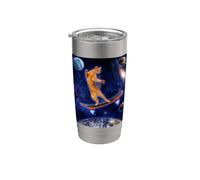 Cat On A Skateboard Cosmic In Space Skateboarding Cat Lover Vaso térmico de acero inoxidable de doble pared