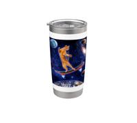 Cat On A Skateboard Cosmic In Space Skateboarding Cat Lover Vaso térmico de acero inoxidable de doble pared