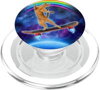 Cat On A Skateboard With Rainbow In Space Skateboarding PopSockets PopGrip para MagSafe