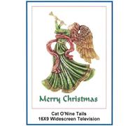Cat O'Nine 16x9 Widescreen TV: Greeting Card: Merry Christmas