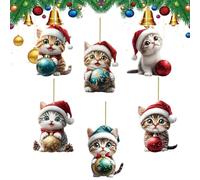 Cat Ornaments - 6 Pack 2D Decorative Cute Wall Hanging for Home, Doors, Bedrooms with Festive Function, Indoor Outdoor Cats Decorations for Office Garden Yard Car