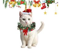 Cat Ornaments for Christmas Tree - 2D Acrylic Holiday Pendant, Cute Festive Animal Decor Fohome Fireplace Garden Workplace Farmhouse Family Display, Cat Ornaments for Christmas Acrylic Tree Decor