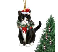 Cat Ornaments for Christmas Tree - 2D Acrylic Holiday Pendant, Cute Festive Animal Decor Fohome Fireplace Garden Workplace Farmhouse Family Display, Cat Ornaments for Christmas Acrylic Tree Decor
