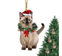 Cat Ornaments for Christmas Tree - 2D Acrylic Holiday Pendant, Cute Festive Animal Decor Fohome Fireplace Garden Workplace Farmhouse Family Display, Cat Ornaments for Christmas Acrylic Tree Decor