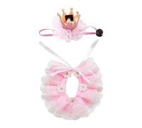 Cat Outfit Soft Pink Breathable Adjustable Cute Crown Hat Scarf Dog