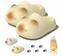 Cat Paws Footprints Fluffy Plush Fleece Height Increase Slippers,Couple Cat Paw Slippers with Paw Prints on the Soles,Cute Animal Ultra-Thick Slipper Home Shoes,Winter Girls Gift Idea (B 44/45)