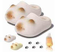 Cat Paws Footprints Fluffy Plush Fleece Height Increase Slippers,Couple Cat Paw Slippers with Paw Prints on the Soles,Cute Animal Ultra-Thick Slipper Home Shoes,Winter Girls Gift Idea (A 40/41)