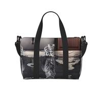 Cat Pictures - Bolsa de viaje con estampado de tigre grande, bolsa de viaje para artículos personales, para viajes, gimnasio, deportes, fin de semana, Black, Talla única