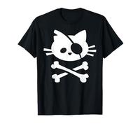 Cat Pirate Jolly Roger Flag Skull and Crossbones - Camiseta Camiseta