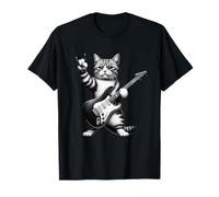 Cat Playing Guitar Rock Star Funny Cat Lover Men Women Kids Camiseta