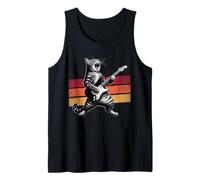 Cat Playing Guitar Rock Star Funny Cat Lover Men Women Kids Camiseta sin Mangas