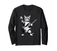 Cat Playing Guitar Rock Star Funny Cat Lover Men Women Kids Manga Larga